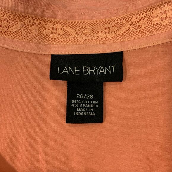 Lane Bryant Button Up Shirt Plus Size 26/28 Peach Mid Sleeves Cotton Stretch - Picture 8 of 11